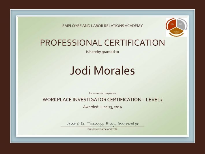 PROFESSIONAL CERTIFICATION LEVEL 3- Morales